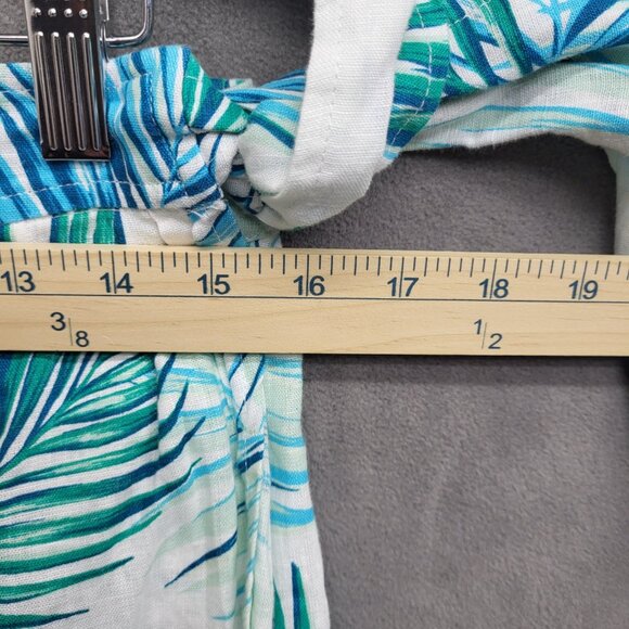 TAHARI Womens 100% Linen Palm Leaf Wrap Midi Skirt With Elastic Back Size Large - Picture 4 of 5